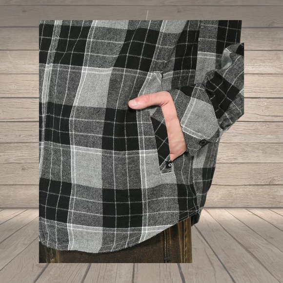 Empyre Chancer Grey & Black Hooded Flannel Shirt - Picture 4 of 4